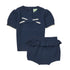 Fub Dark Navy Baby Bow Tee & Ruffle Shorts Set