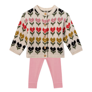 Bonton Mouton Maligne Baby Cardigan & Pinkye Tino Set