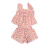 Piupiuchick Pink Flowers Sleeveless Blouse & Shorts Set