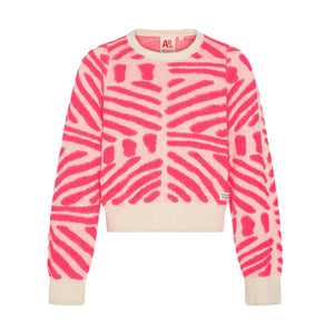 AO76 Fluo Pink Jess C-Neck Jacquard Sweater