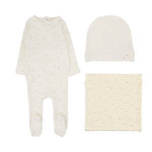 Lilette Cream Bird  3Pc Set (Footie+Hat+Blanket)