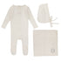 Lilette Cream Floral Striped Pointelle 3Pc Set (Footie+Hat+Blanket)