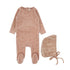 Lilette Pink Scattered Cherry Velour 3Pc Set (Footie+Hat+Blanket)