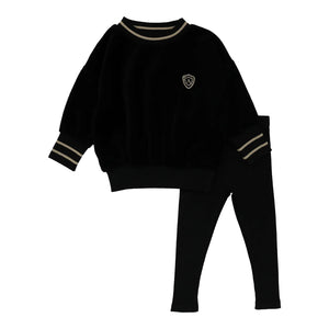 Lil Legs Black Velour Boys Set