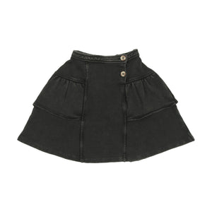 Kin and Kin K60 Black Denim French Terry Tiered Skirt