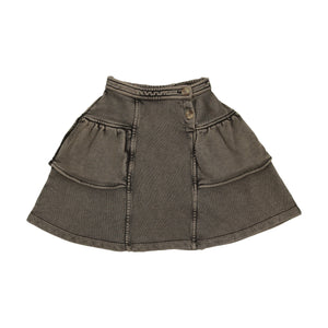 Kin and Kin K60 Taupe Denim French Terry Tiered Skirt