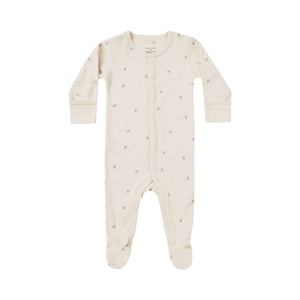 Quincy Mae Natural Bees Full Snap Footie