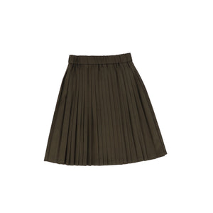 Lilou Hunter Manso Wool Pleated Elastic Waisted Skirt