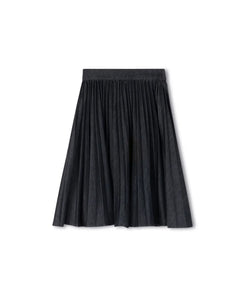 Mallory and Merlot Black Denim Pleated Elastic Skirt