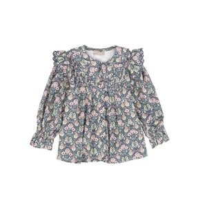 One Child Fawn Floral Printed Scalloped Blouse