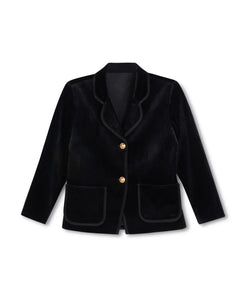 One Child Black Core Velour Blazer