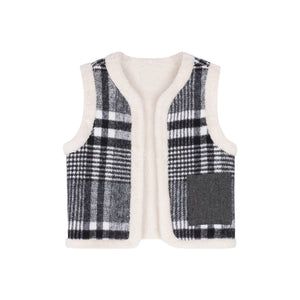 One Child Bell Plaid and Fur Vest