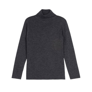 Lilou Charcoal Fitted Flat Knit Turtleneck