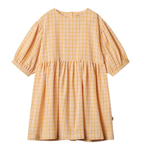 Wheat Yellow Check Magda LS Dress