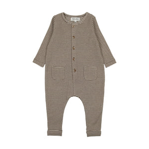 Kin and Kin K50 Oatmeal/ Taupe Stripe Baby Jumpsuit