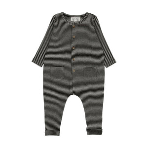 Kin and Kin K50 Light Grey/ Black Stripe Baby Jumpsuit