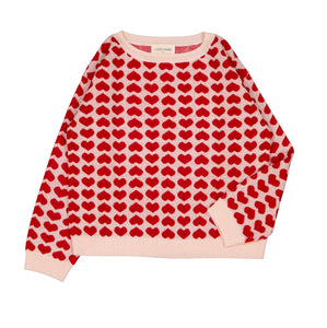 Louis Louise Red/Light Pink Knitted Heart Maika Sweater