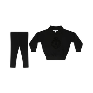 Parni K472 Black Baby Sweatshirt w/ Logo Flocking and Legging Set