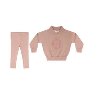 Parni K472 Pink Baby Sweatshirt w/ Logo Flocking and Legging Set