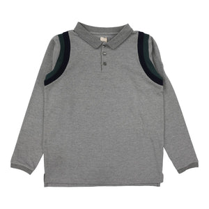 Lil Legs Grey Striped Accent Polo