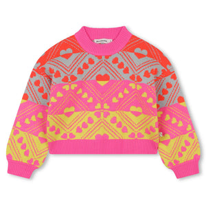 Billieblush Pink Heart Knit Sweater