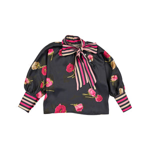 Christina Rohde Black Stripe Cuff Blouse 4444 133