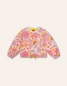 Oilily Turtledove Cinchable Waist Hexima Floral Sweatshirt