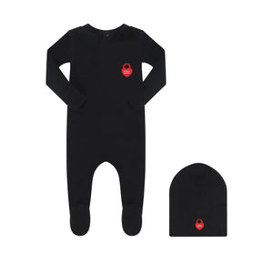 Parni K479 Black Baby Heart Logo Footie