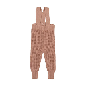 Lil Legs Dusty Pink Waffle Knit Long Overall