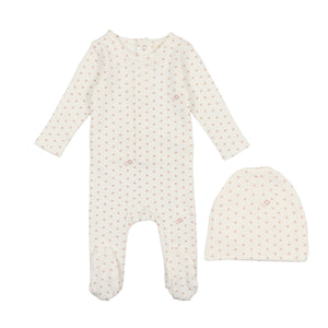 Lilette White/Pink Ribbed Star Footie + Hat