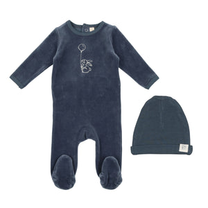 Lilette Blue w/ Balloon Velour Bunny Footie + Hat