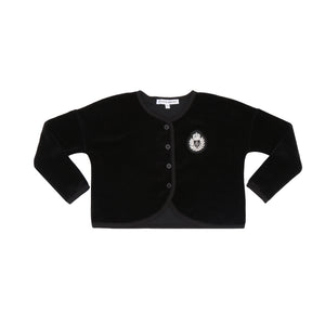 Parni Black K261 Cropped Emblem Cardigan