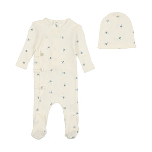 Bee and Dee Light Base Boy Printed Pointelle Footie With Beanie