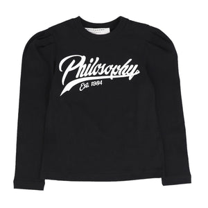 Philosophy Black Logo Graphic Print Puffed T-Shirt
