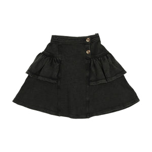 Kin Kin Black Wash Denim Ruffled Skirt