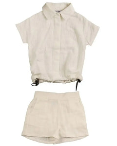 Noma White Toggle Hem Shirt Set