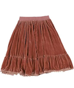 Petite Amalie Pink Velvet Skirt
