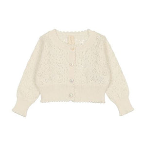 Lilette Cream Hearts Open Knit Cardigan