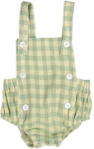 Wander & Wonder Green Check Gingham Baby Romper