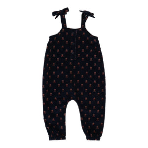 Lil Legs Navy Vintage Floral Corduroy Overalls