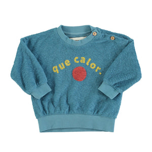 Piupiuchick Blue w/ "Que Calor" Print Baby Sweatshirt