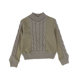 Bace Olive Cable Knit Scuba Top