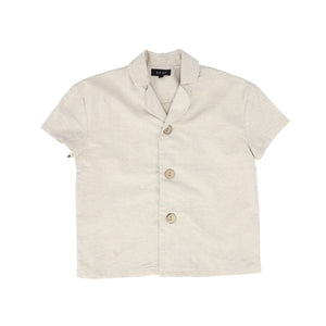 Bamboo Oatmeal Solid Linen Button Down Top