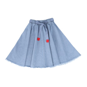 Parni K230 Light Blue Denim Short Skirt w/ Drawstring