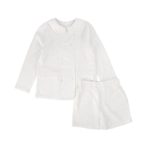 Bamboo White Double Breasted Blazer and Shorts