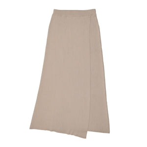 Coco Blanc Oatmeal Horizontal Ribbed Knit Skirt