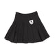 Bamboo Black Wool Pleated Skirt with Emblem