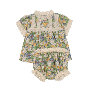 The New Society Beverly Print Baby Blouse & Bloomer Set
