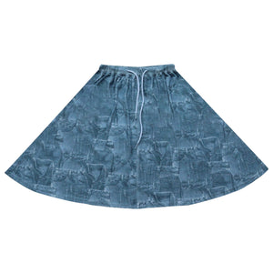 Crew Blue Jean Patchwork Printed Skirt