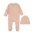 Lilette Pale Pink Brushed Cotton Wrapover Footie and Hat Set